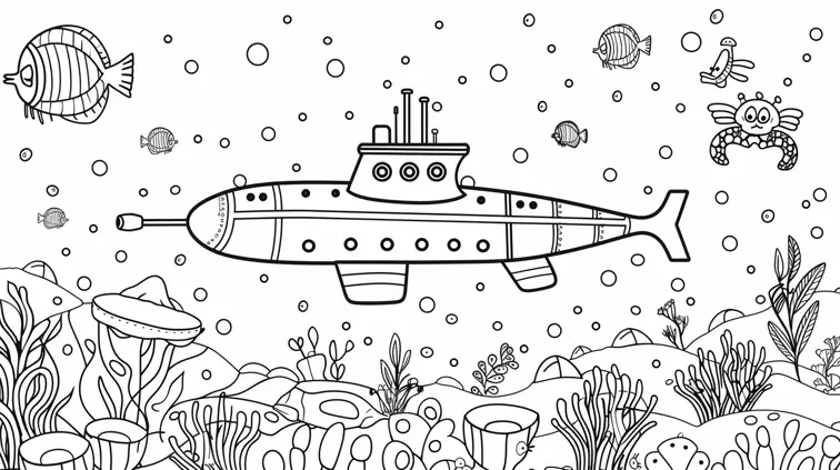 Midjourney generated coloring book page