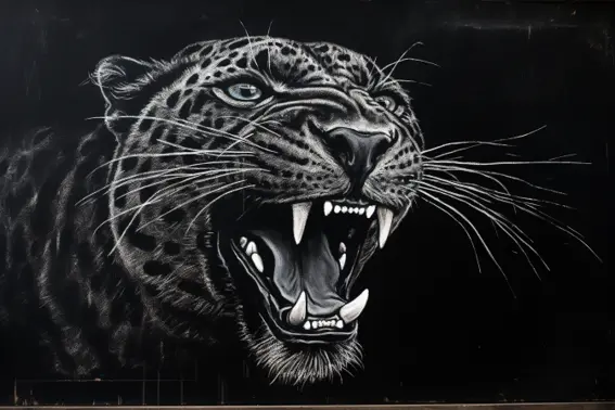 A Leopard face in a chalk style drawing created with Midjourney