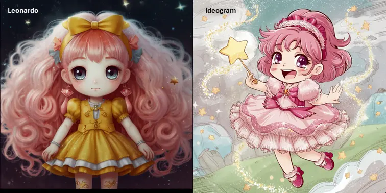 Comparison of Leonardo AI vs Ideogram for anime style