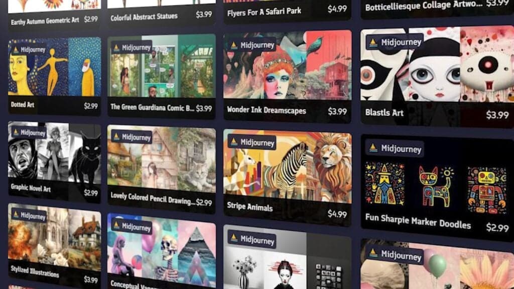 Promptbase Homepage showing various prompts for sale