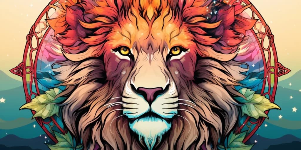 lion face circle tshirt retro design