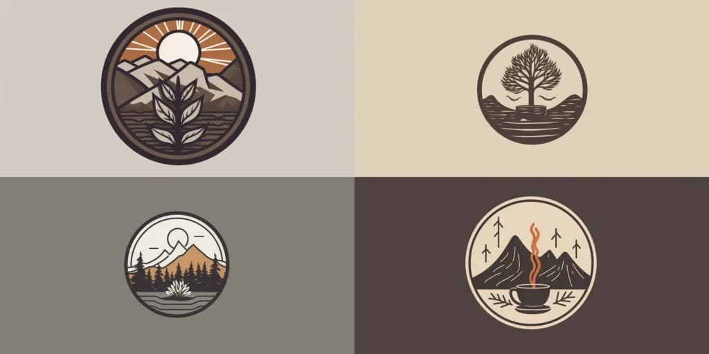 Four rustic emblem logo concepts for a coffee brand